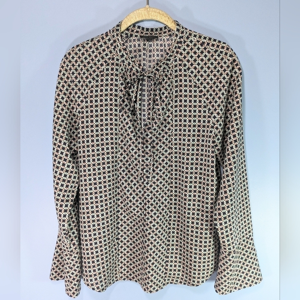 Ann Taylor Geometric Tie Neck Top